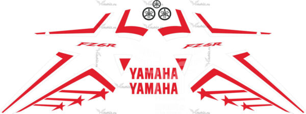 Decals for Yamaha FZ-6R 2009-2015 RED WHITE STARS