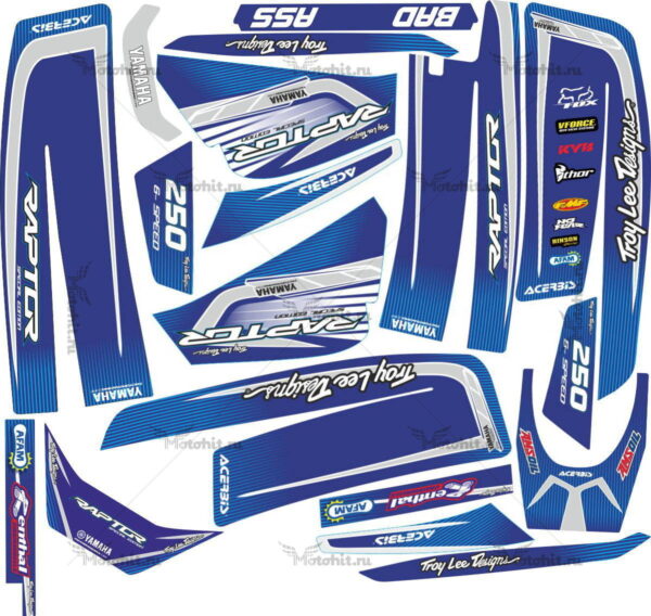 Decals for Yamaha YFM-250 RAPTOR 2008-2014 BLUE