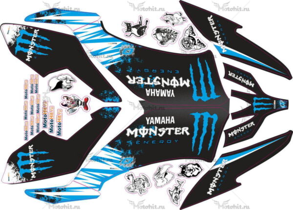 Decals for Yamaha YFM-250 RAPTOR-MONSTER-BLUE 2008-2014