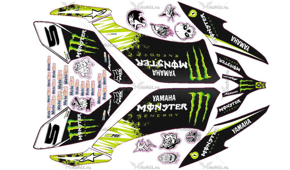 Decals for Yamaha YFM-250 RAPTOR-MONSTER-FR 2008-2014