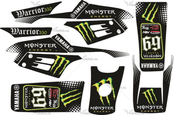 Decals for Yamaha RAPTOR-350 BLACK-MONSTER 2004-2014