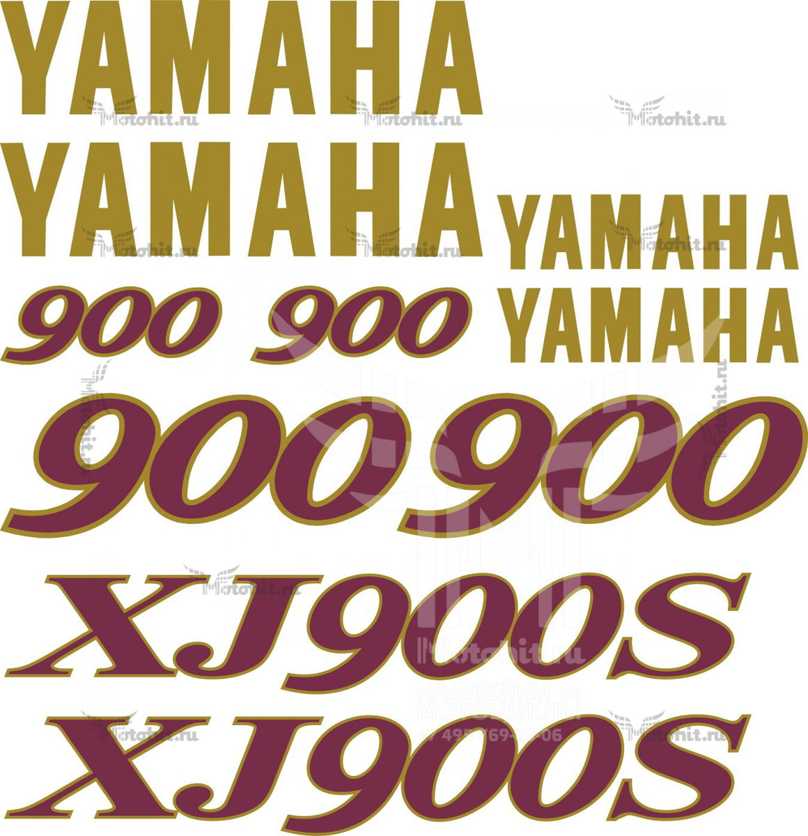 Decals for Yamaha XJ-900 RED GOLD
