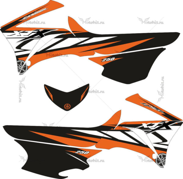 Decals for Yamaha XT-250 BLACKWHITEORANGE
