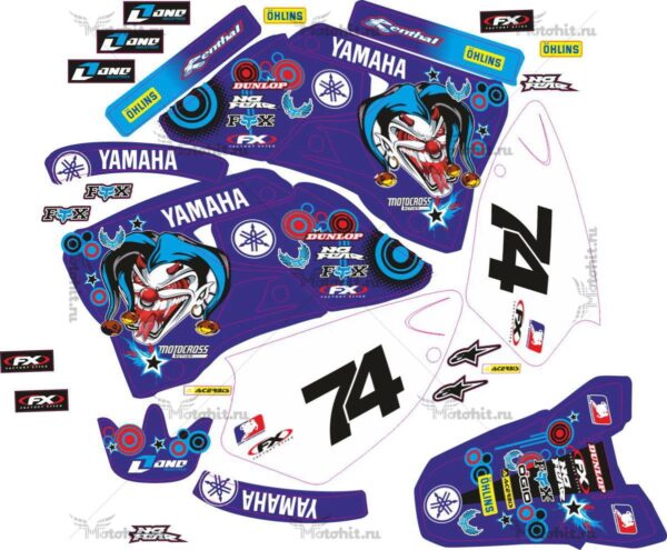 Decals for Yamaha YZ-125 YZ-250 1996-2001 VIOLET-MAD-CLOWN