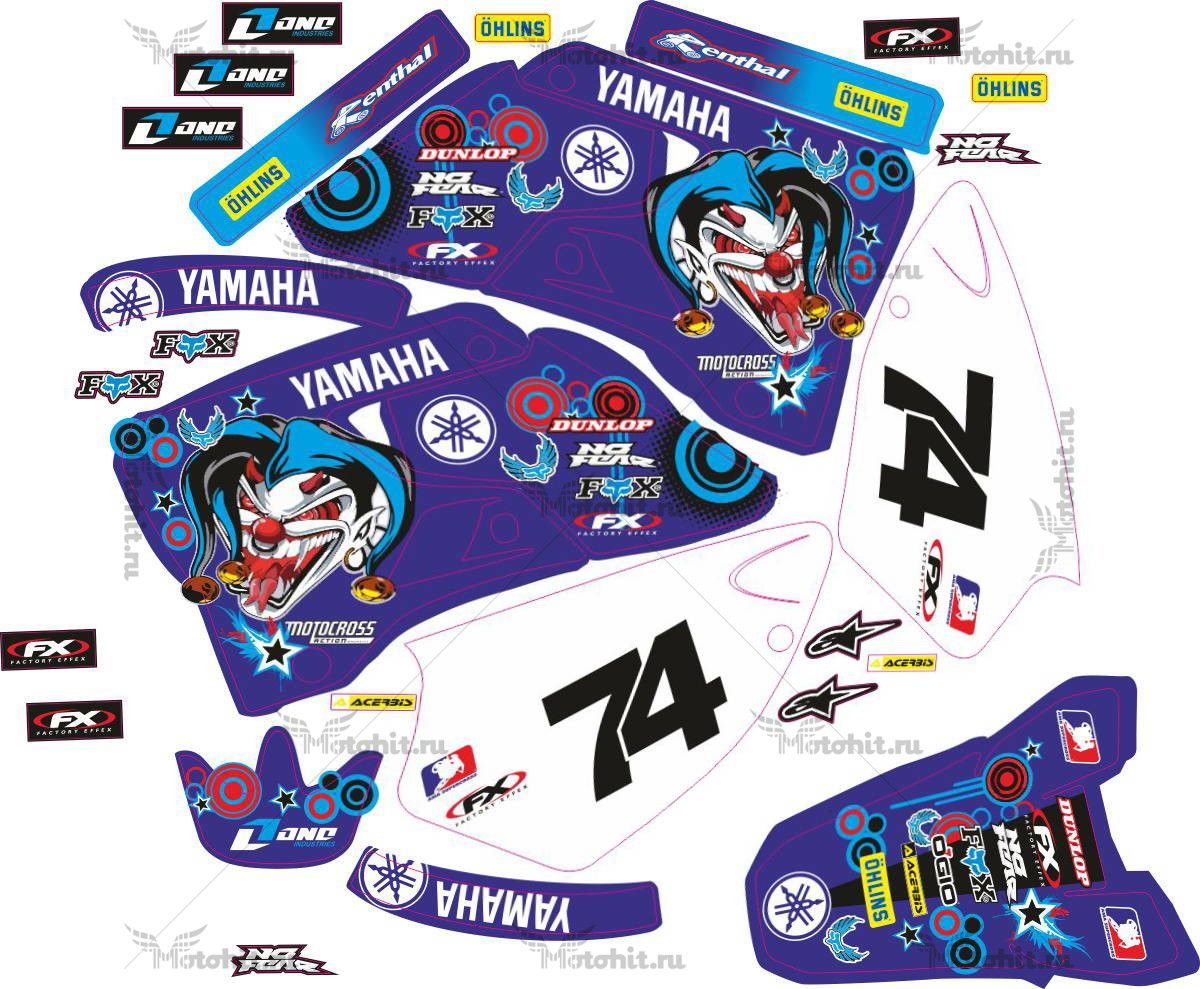 Decals for Yamaha YZ-125 YZ-250 1996-2001 VIOLET-MAD-CLOWN