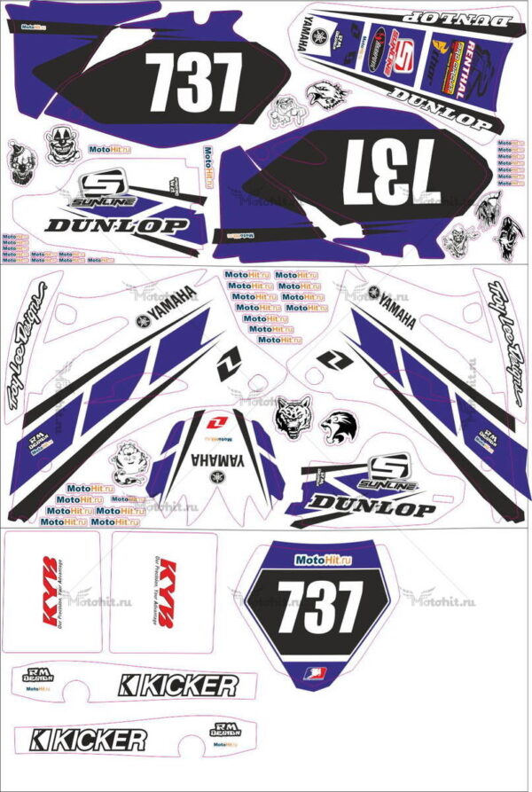 Decals for YAMAHA YZ-250F, YZ-450F 2006-2009 REDWEIS-BLUE