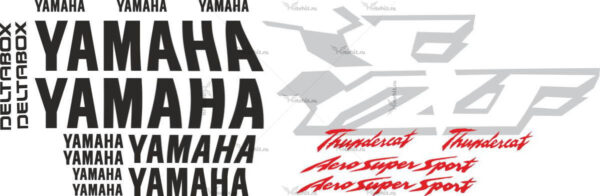Decals for Yamaha YZF-600-R 1998-2001 THUNDERCAT-BLACK-SILVER