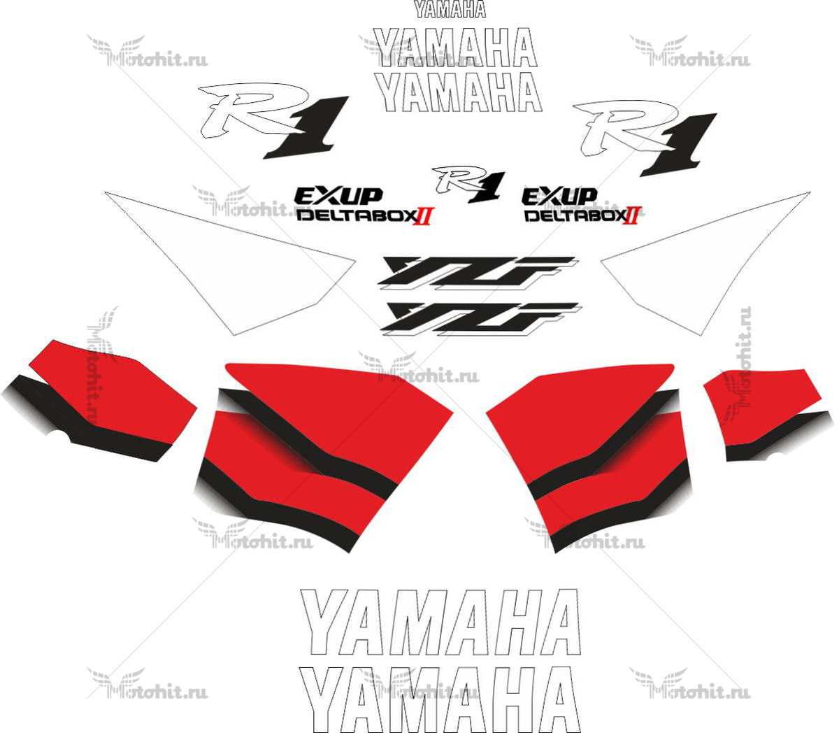 Decals for Yamaha YZF-R1 2000 RED-GRADIENT