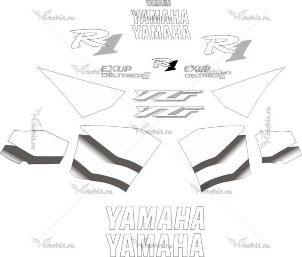 Decals for Yamaha YZF-R1 2000 WHITE-GRADIENT