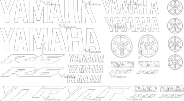 Decals for Yamaha YZF-R6 2002 TXT-WHITE