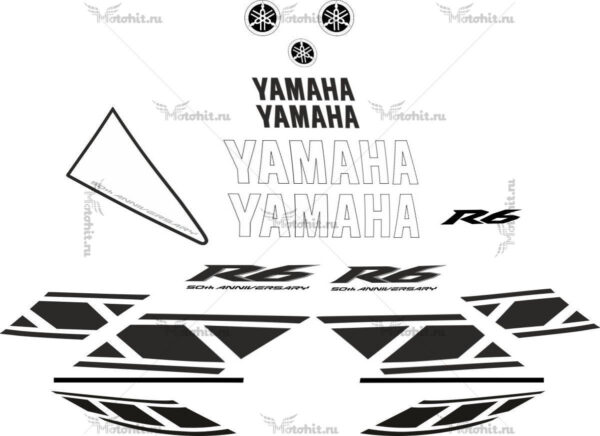 Decals for Yamaha YZF-R6 2006 WHITE-BLACK