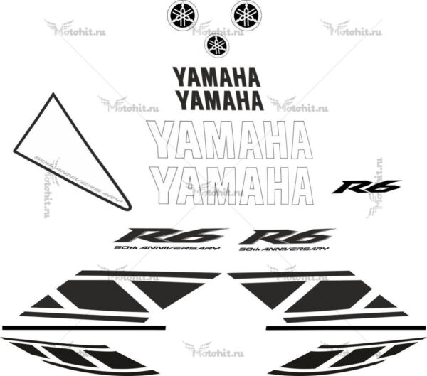 Decals for Yamaha YZF-R6 2007 WHITE-BLACK