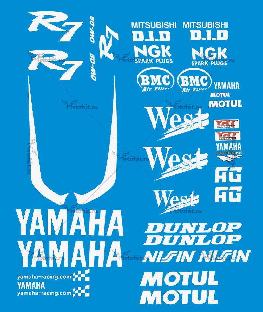 Decals for Yamaha R7 WEST