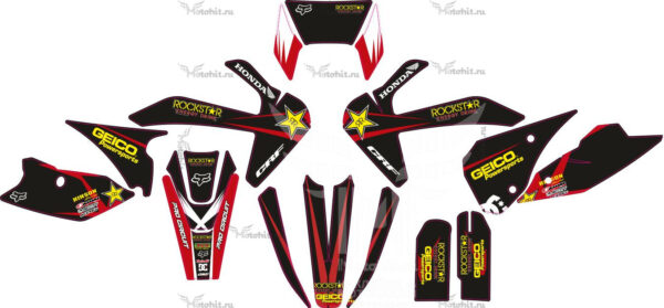 Decals for MOTOLAND XT-250-HS BLACK-RED ROCKSTAR
