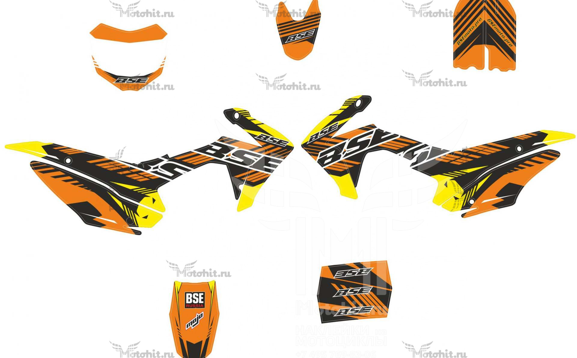 Decals for BSE PH10 125-150CC 2018 ORANGE YELLOW