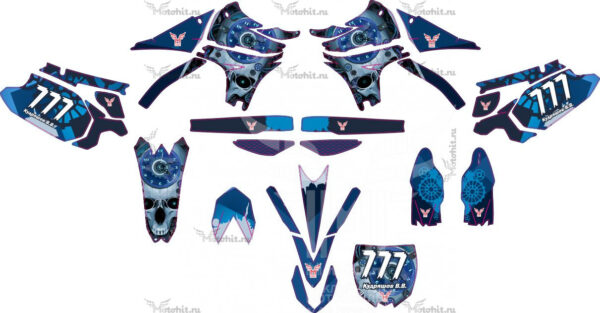 Decals for YAMAHA YZ-450F 2010-2013-Blue-Sculls