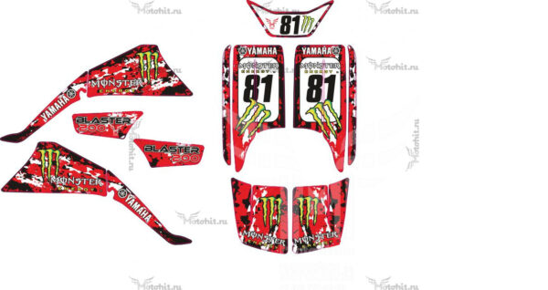Decals for Yamaha BLASTER-200 MONSTER-MILITARY 1988-2018 Red