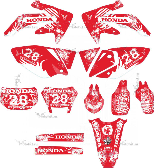Decals for HONDA CRF-250X 2004-2009, CRF-450 2005-2008 RED-WHITE