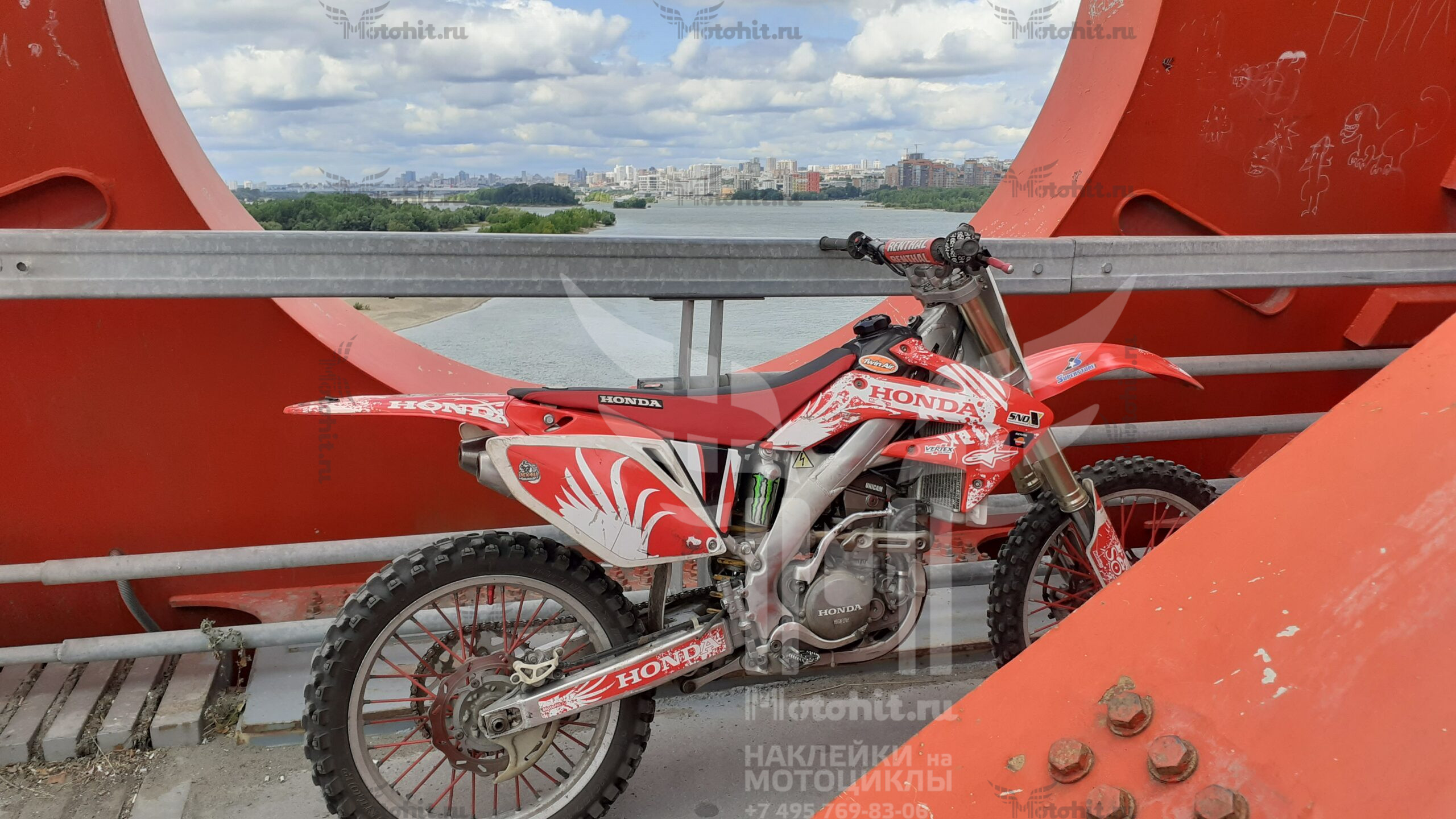 Decals for HONDA CRF-250 2004-2009, CRF-450 2005-2008 RED-WHITE - Image 3