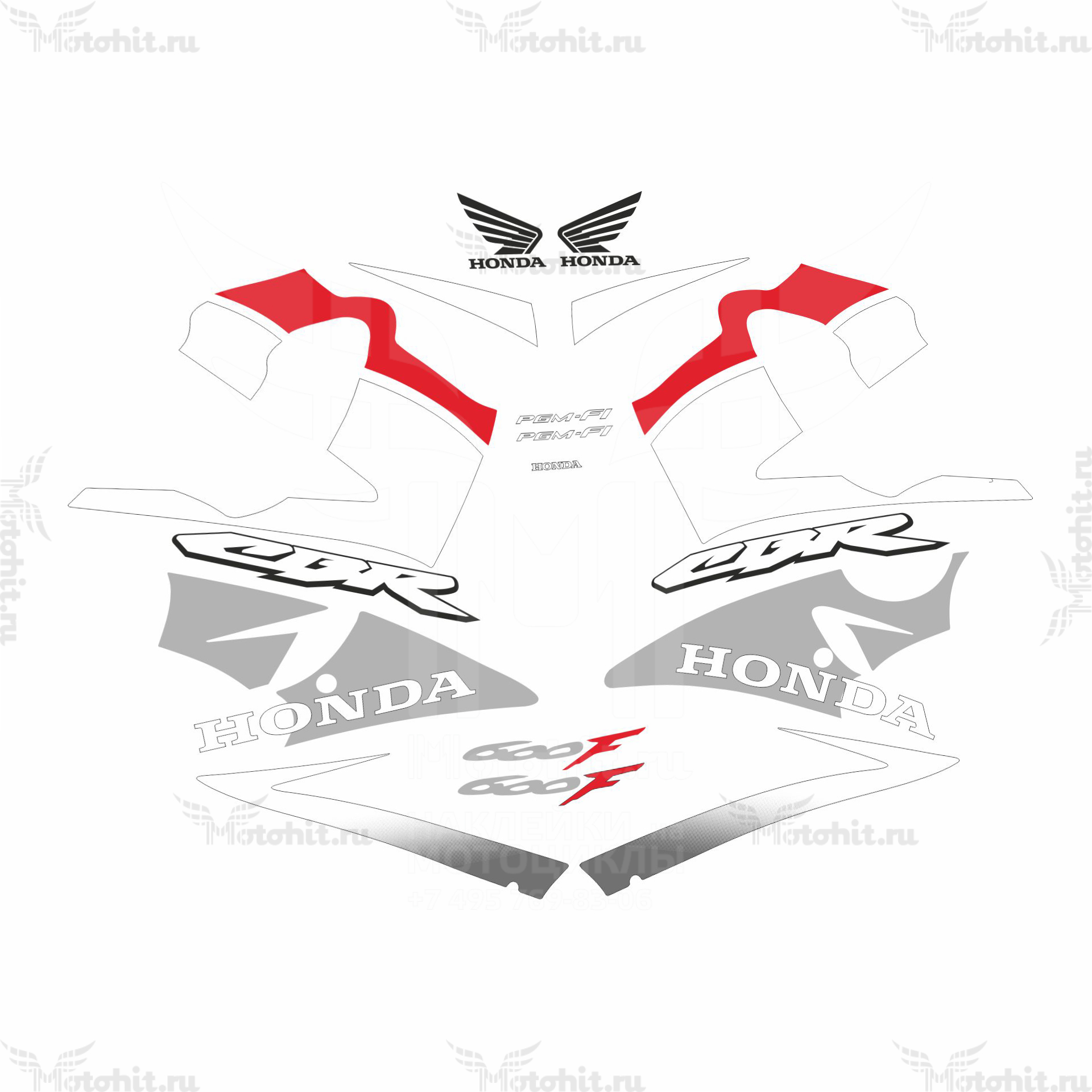 Decals for Honda CBR-600-F4I 2001-2006 BLUE-RED