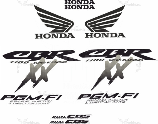 Decals for Honda CBR-1100-XX 2000 BLACKBIRD 2