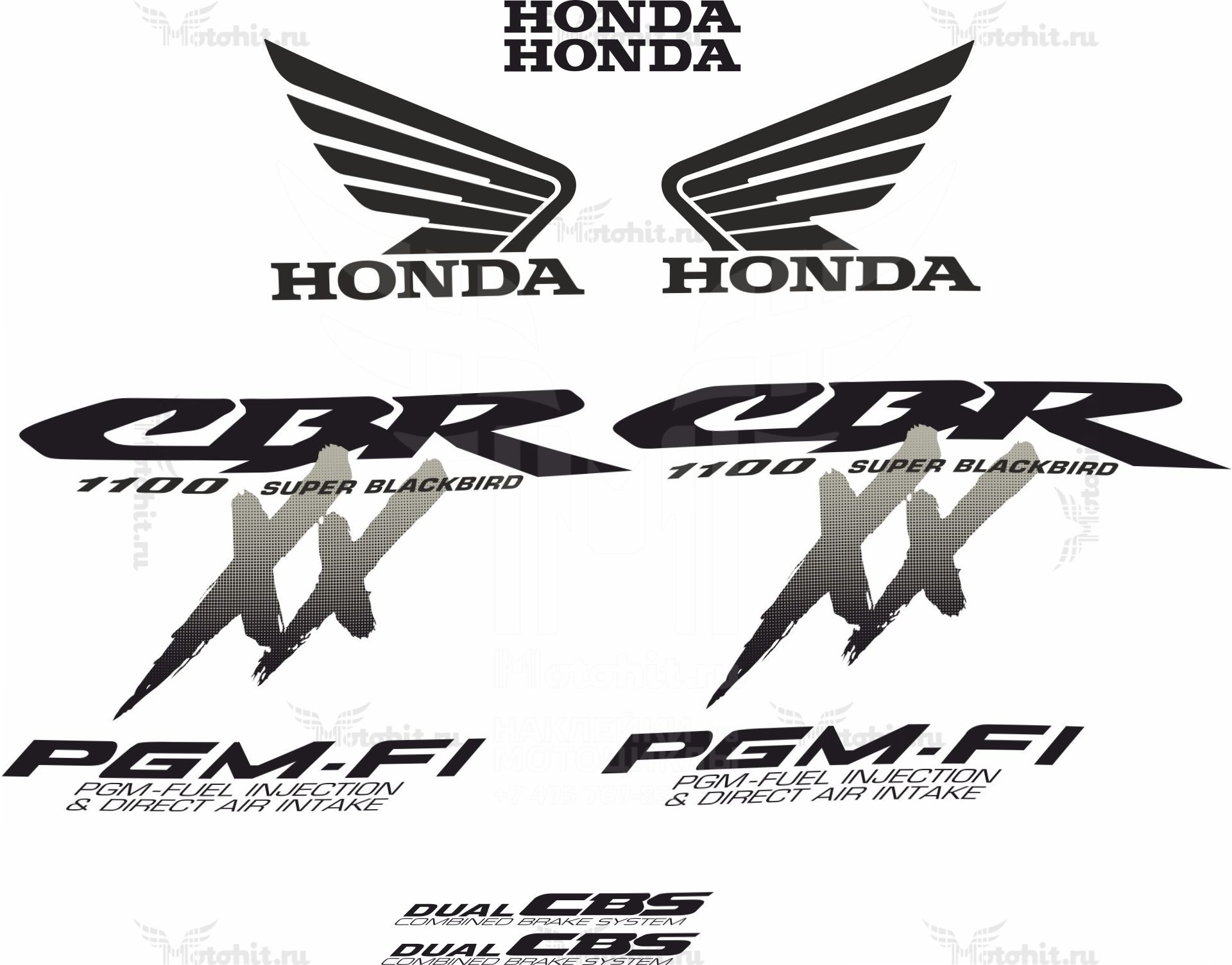 Decals for Honda CBR-1100-XX 2000 BLACKBIRD 2