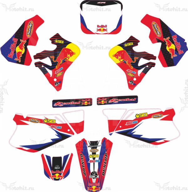 Decals for HONDA CR-125 2002-2007 RED-BLACK-RED 2 BULL