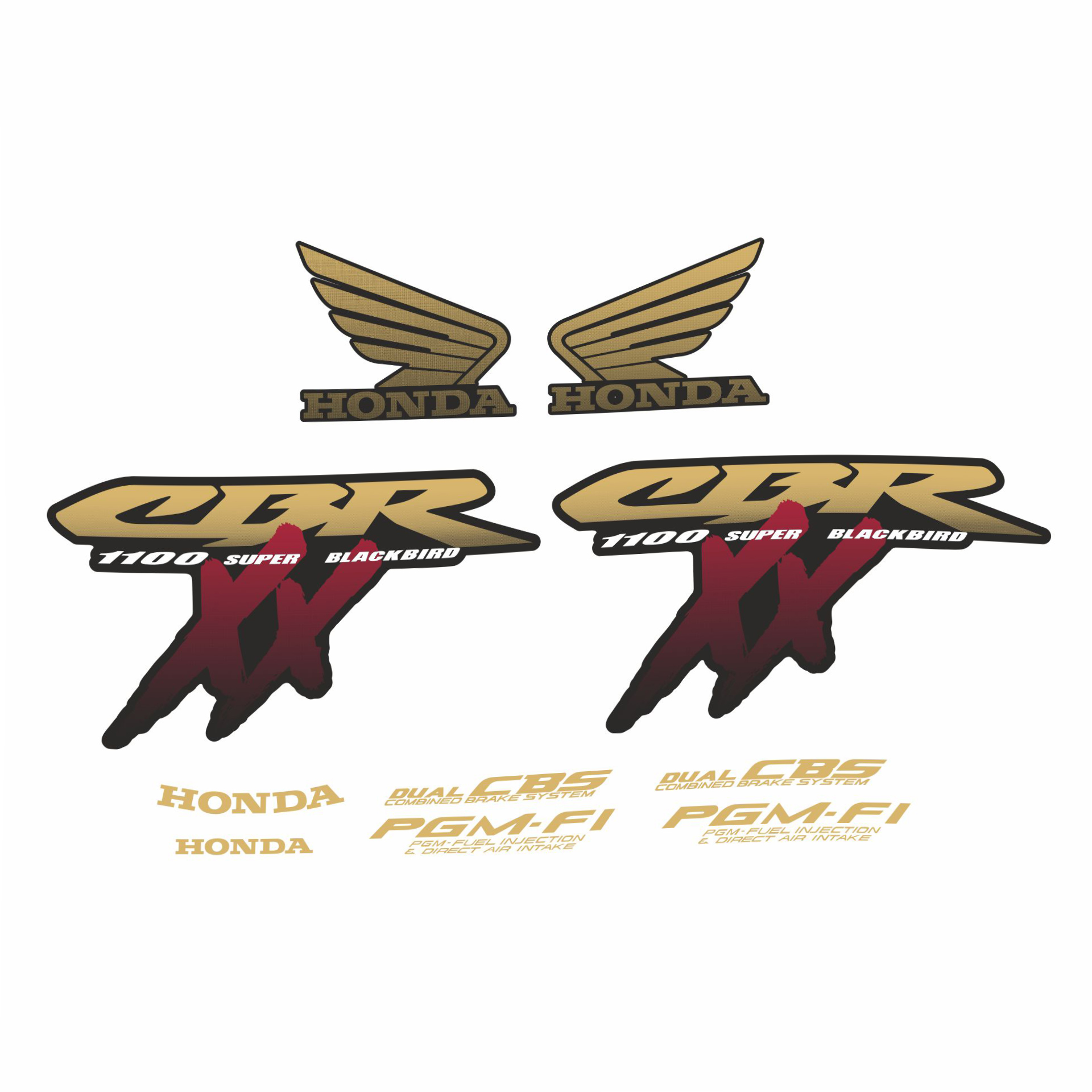 Decals for Honda CBR-1100-XX 1999-2007 Golden